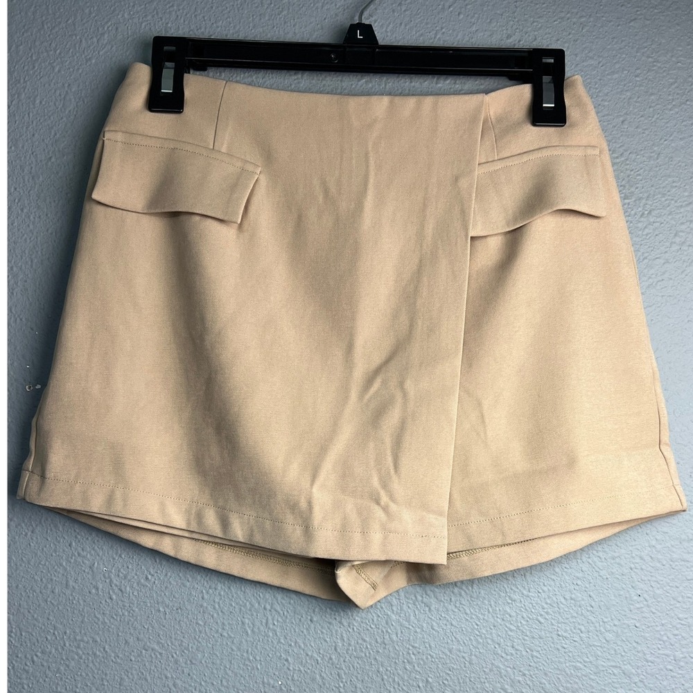 Idem Ditto Latte Beige Wrap Front High Waisted Skort Festival Party Small NWT